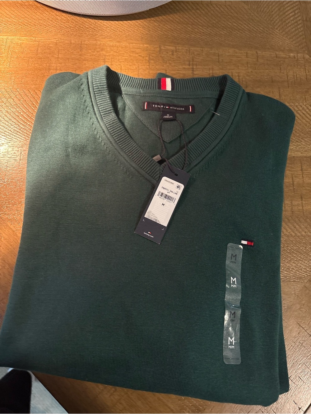 Tommy Hilfiger Men’s Forest Green V-Neck Sweater